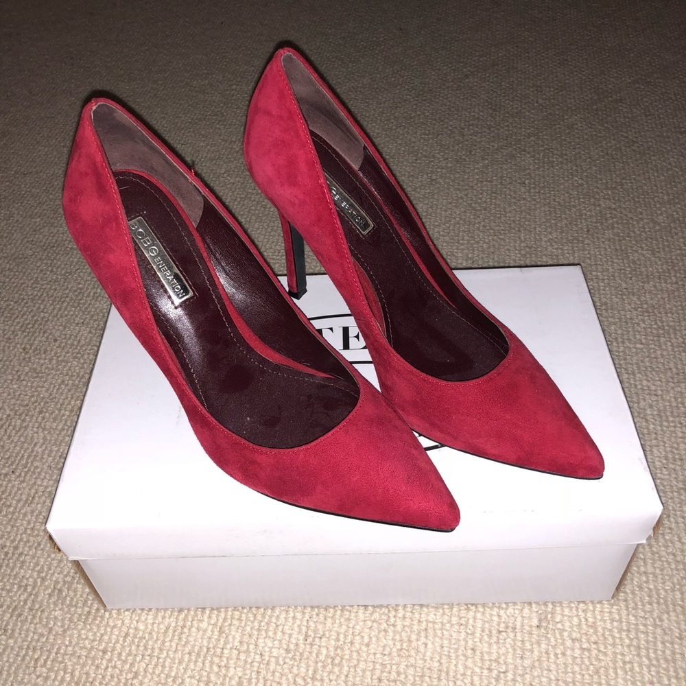 BCBG Red suede heels
